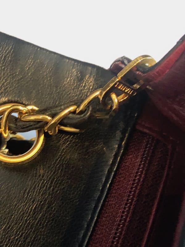 chanel vintage timeless classic flap mini square chain shoulder bag black lambskin c.1991