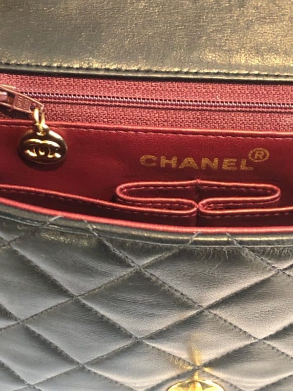 chanel vintage timeless classic flap mini square chain shoulder bag black lambskin c.1991