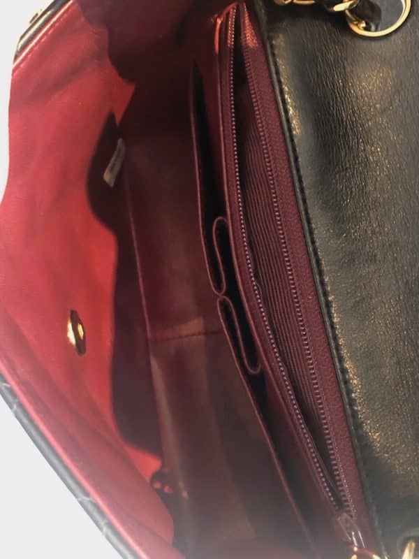 chanel vintage timeless classic flap mini square chain shoulder bag black lambskin c.1991