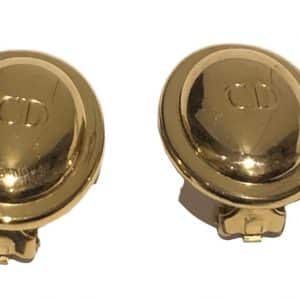 christian dior vintage cd logo earrings gold tone oval c.1990s