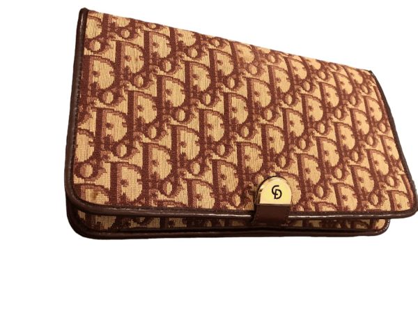 christian dior vintage monogram shoulder clutch chain burgundy bag c.1970s