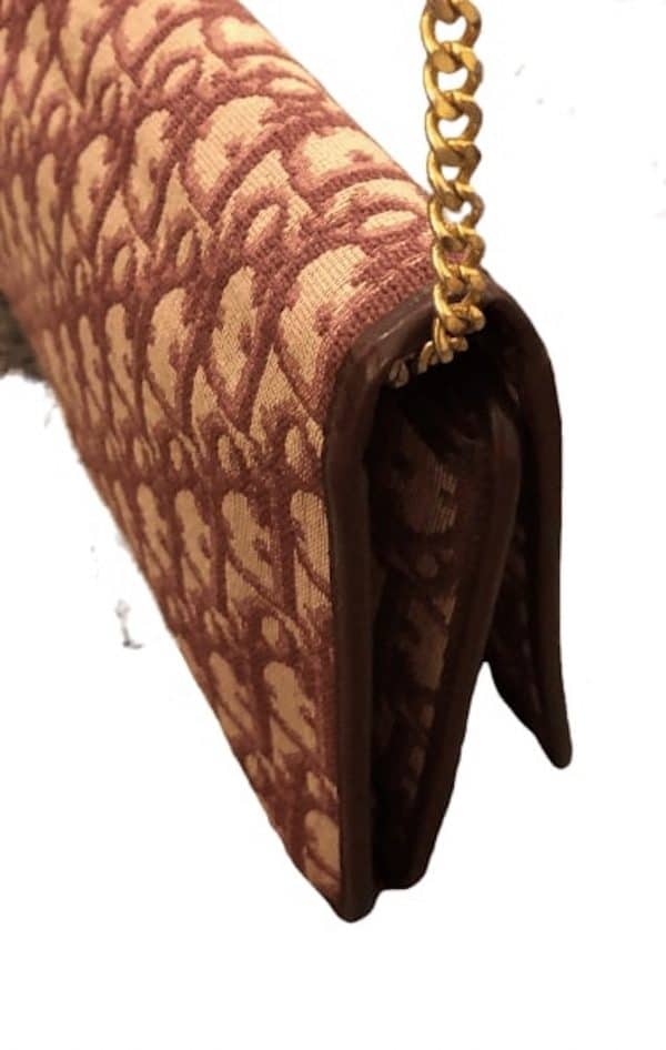 christian dior vintage monogram shoulder clutch chain burgundy bag c.1970s