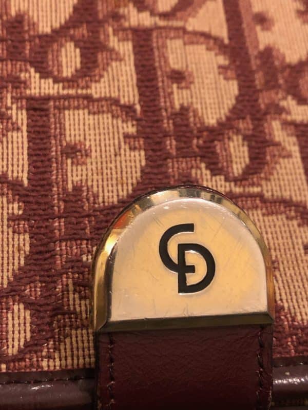 christian dior vintage monogram shoulder clutch chain burgundy bag c.1970s