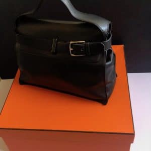 hermÈs 'etribelt' handbag in black leather 2012 w/box