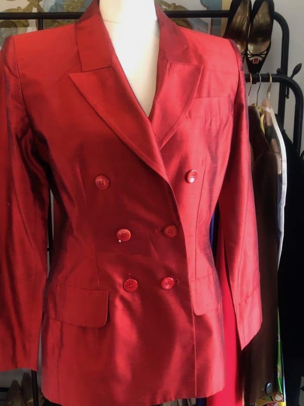 yves saint laurent vintage blazer red double breasted silk circa 1980s