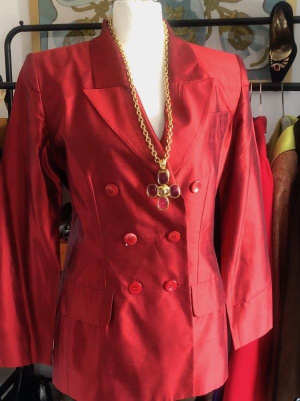 yves saint laurent vintage blazer red double breasted silk circa 1980s