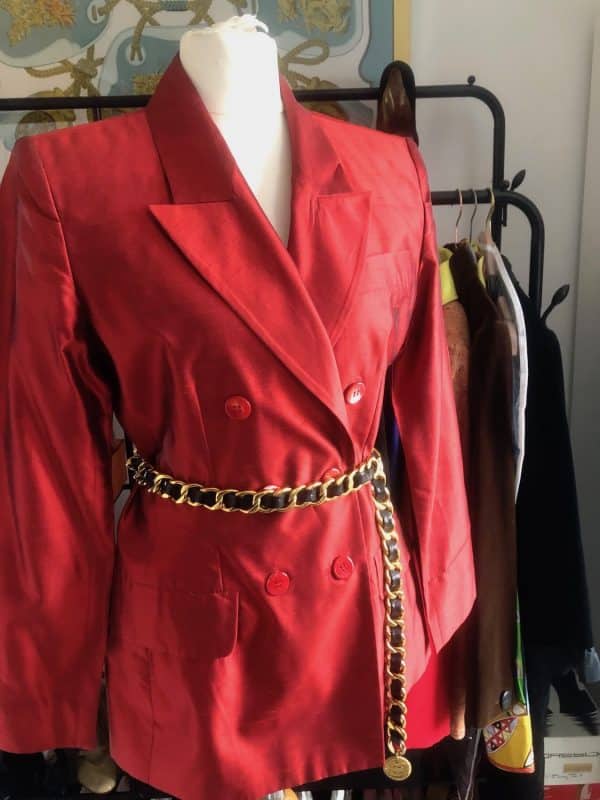 yves saint laurent vintage blazer red double breasted silk circa 1980s