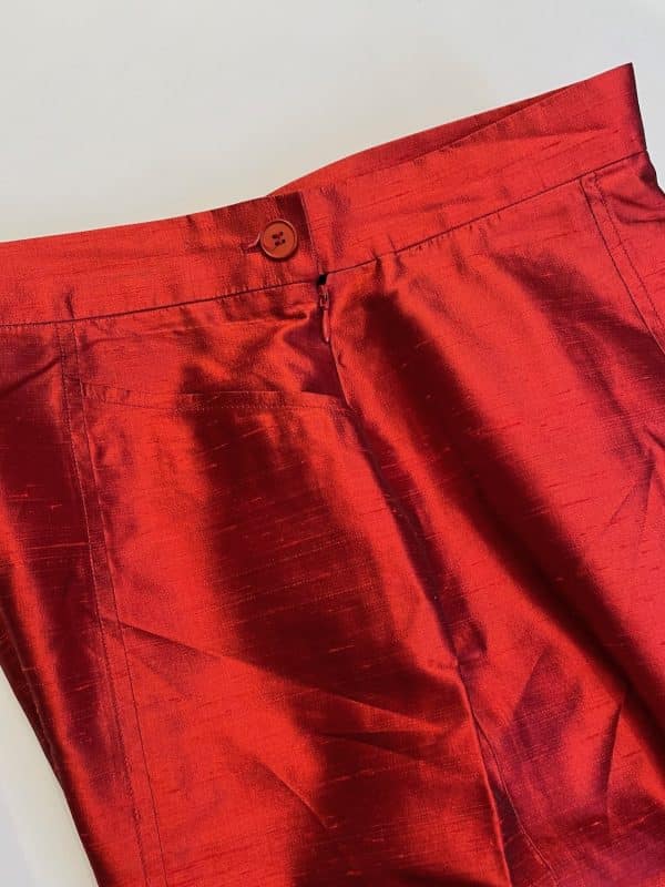 yves saint laurent vintage blazer trousers suit red double breasted silk c.1980