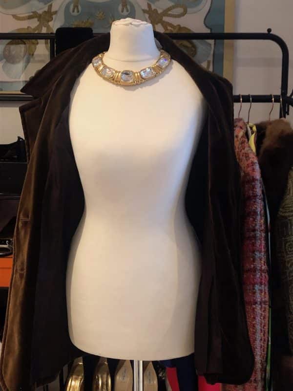 yves saint laurent vintage ysl logo jacket brown velvet single breasted circa 1980s