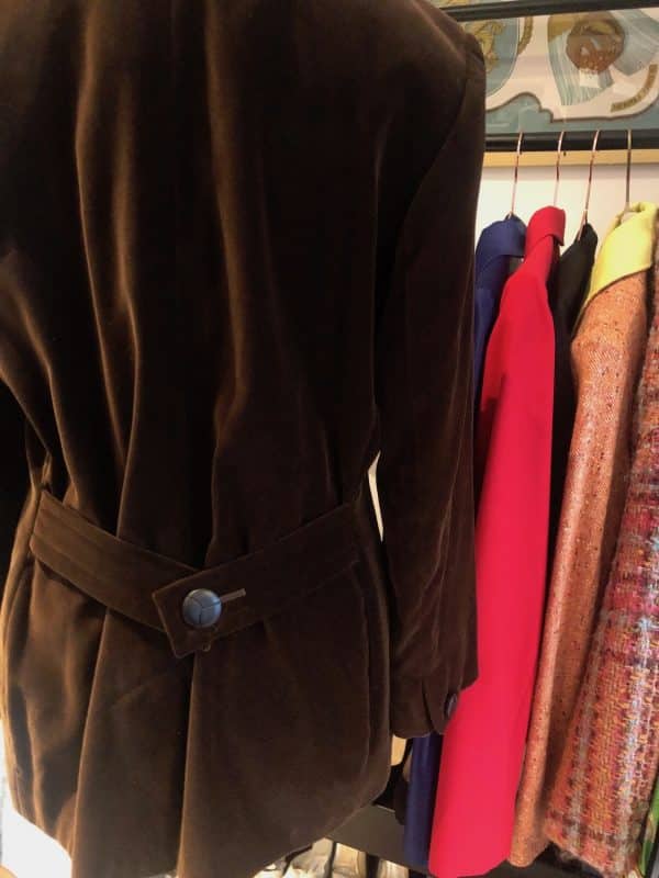 yves saint laurent vintage ysl logo jacket brown velvet single breasted circa 1980s