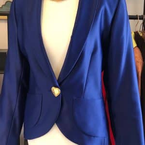 yves saint laurent vintage runway heart logo jacket blue single breasted circa 1980s