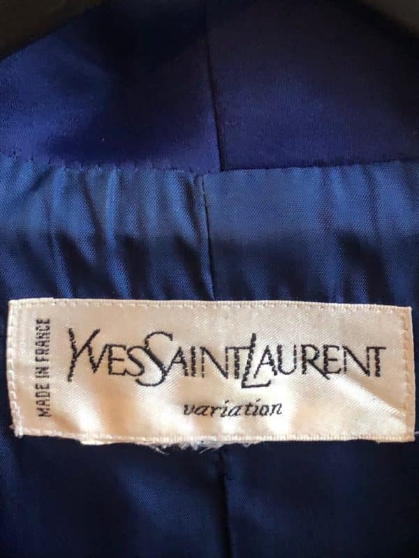 yves saint laurent vintage runway heart logo jacket blue single breasted circa 1980s