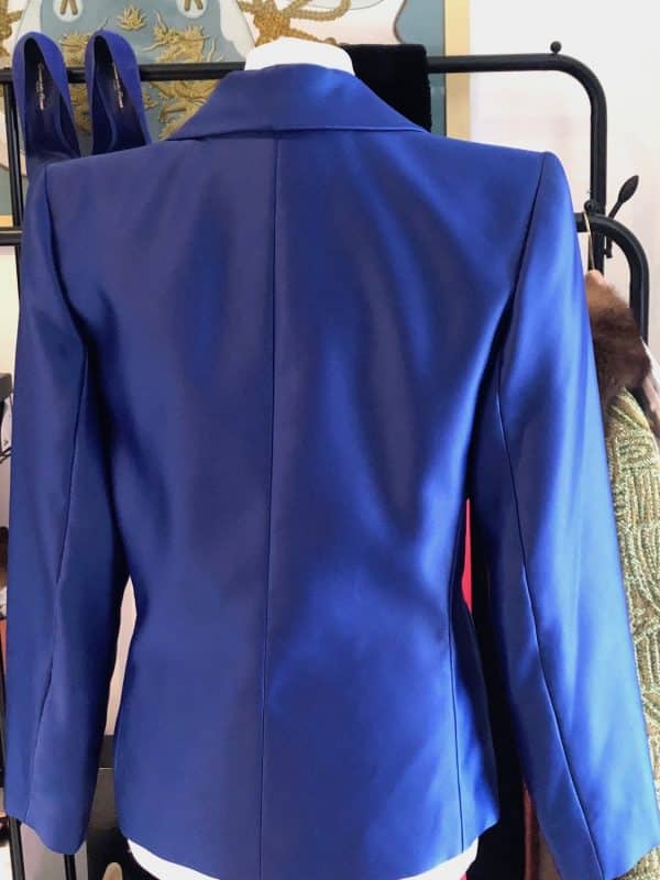 yves saint laurent vintage runway heart logo jacket blue single breasted circa 1980s