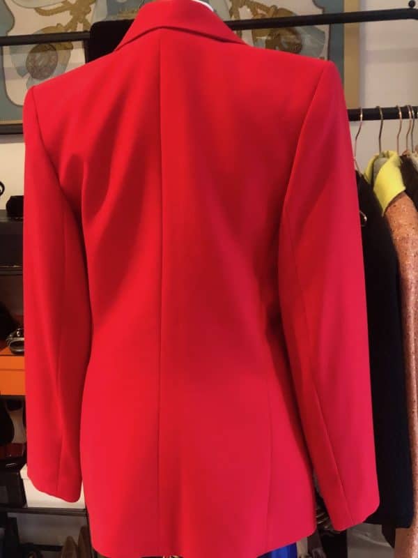 yves saint laurent vintage couture red jacket ysl logo buttons circa 1980s