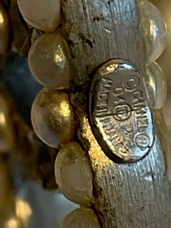 chanel pearl belt necklace double strand cc logo charm c.2004 w/box