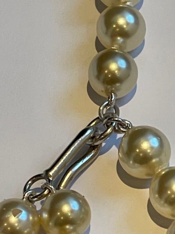 chanel pearl belt necklace double strand cc logo charm c.2004 w/box