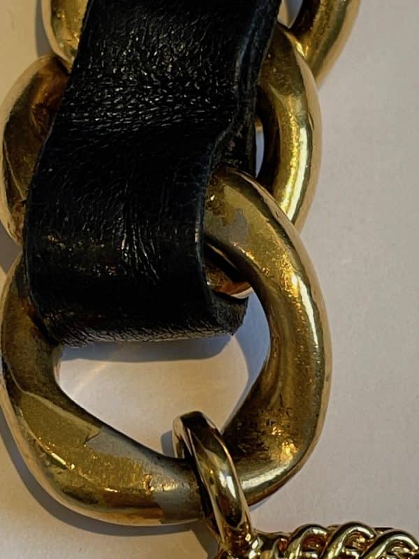 chanel vintage belt leather and gold link chain iconic cc logo coco medallion charm c.1980