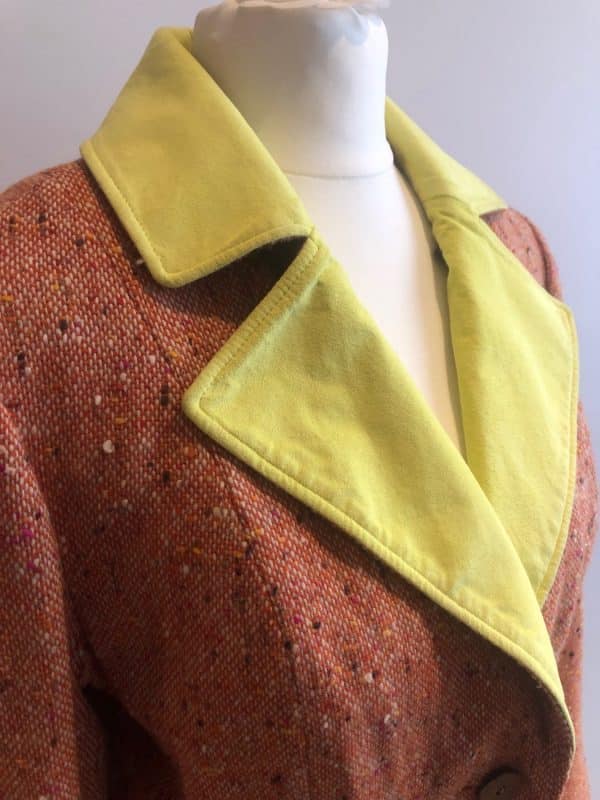 christian dior tweed fitted jacket burnt orange single breasted c.2000