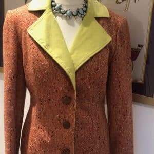 christian dior tweed fitted jacket burnt orange single breasted c.2000