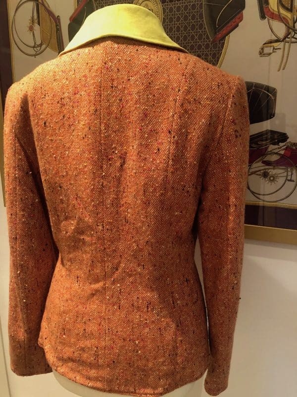 christian dior tweed fitted jacket burnt orange single breasted c.2000