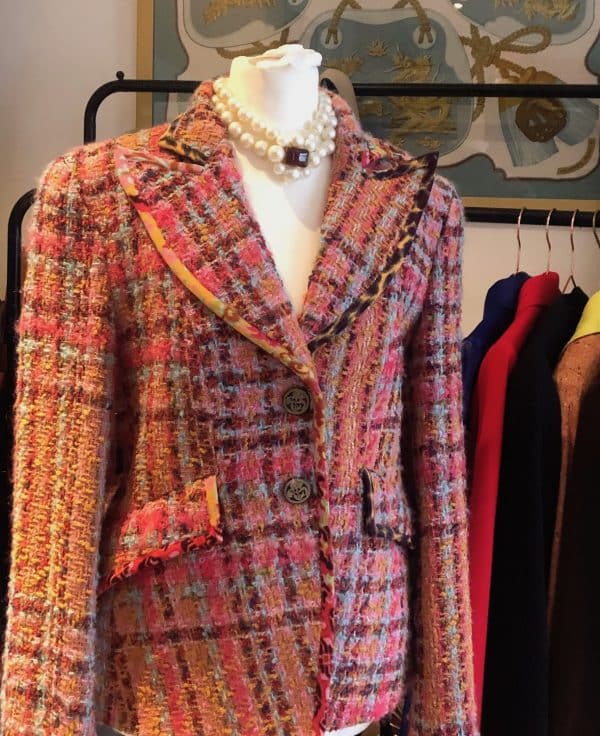 christian lacroix vintage tweed bouclé wool bazar jacket multi c.1990s