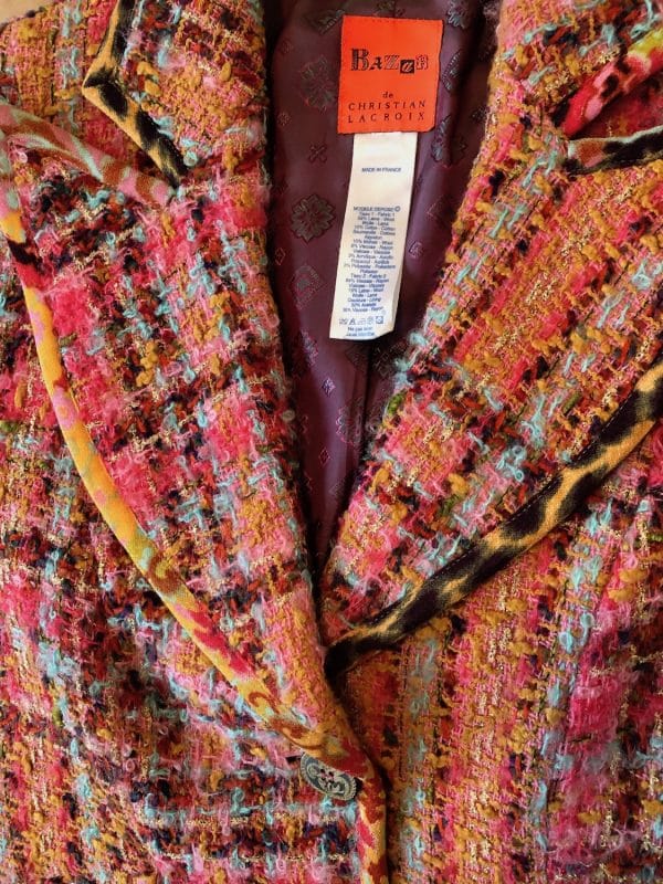 christian lacroix vintage tweed bouclé wool bazar jacket multi c.1990s