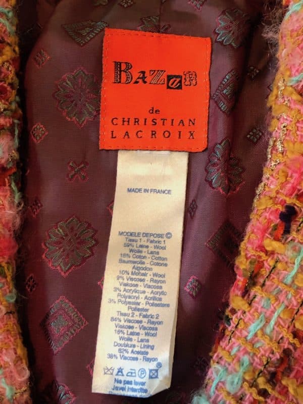 christian lacroix vintage tweed bouclé wool bazar jacket multi c.1990s