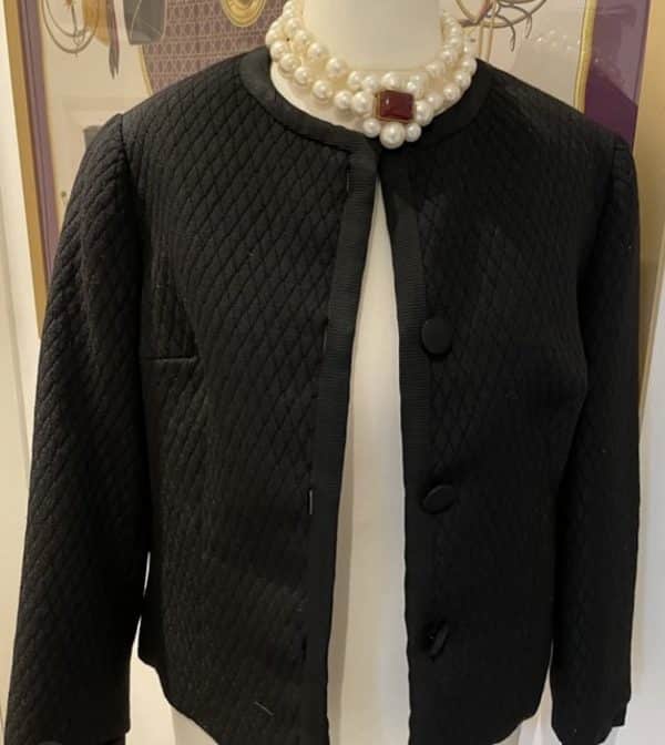 guy laroche vintage black short jacket lozenge diamond shape c.1980s