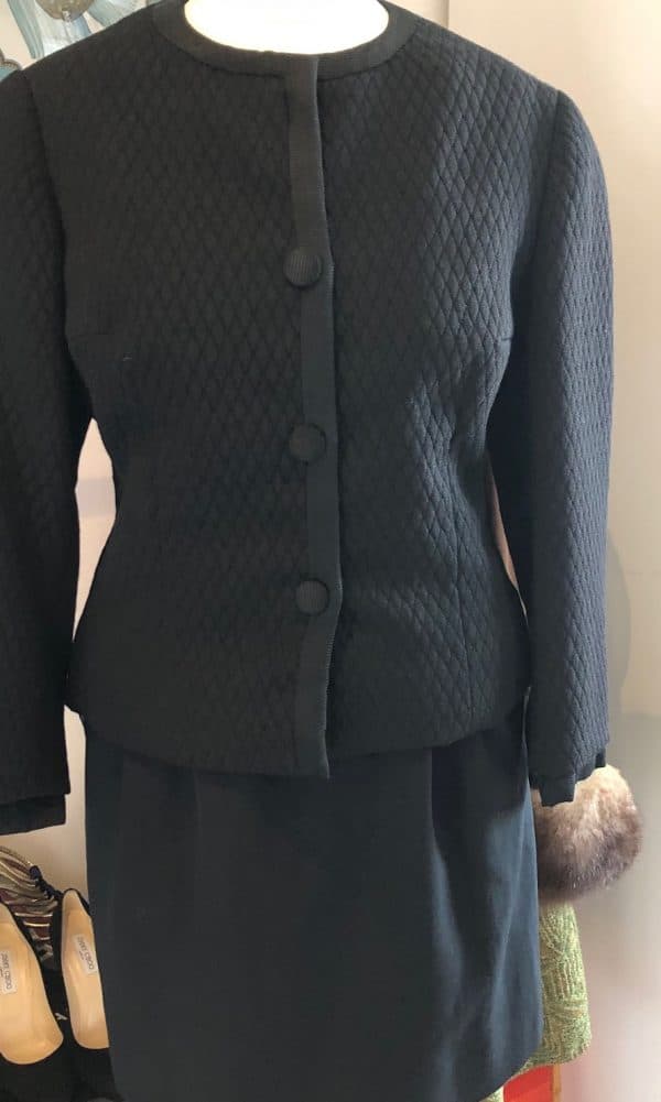 guy laroche vintage black short jacket lozenge diamond shape c.1980s