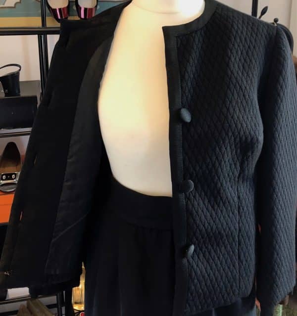 guy laroche vintage black short jacket lozenge diamond shape c.1980s