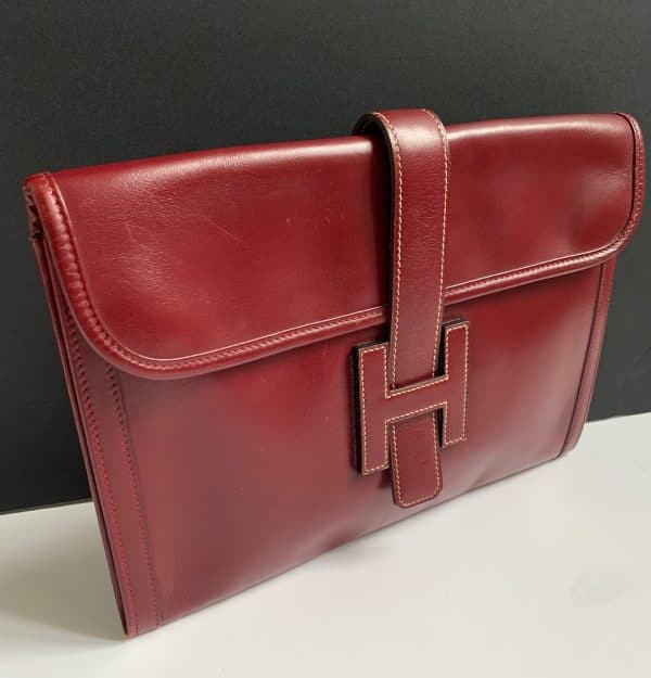 hermÈs 1979 jige clutch box leather vintage w/box