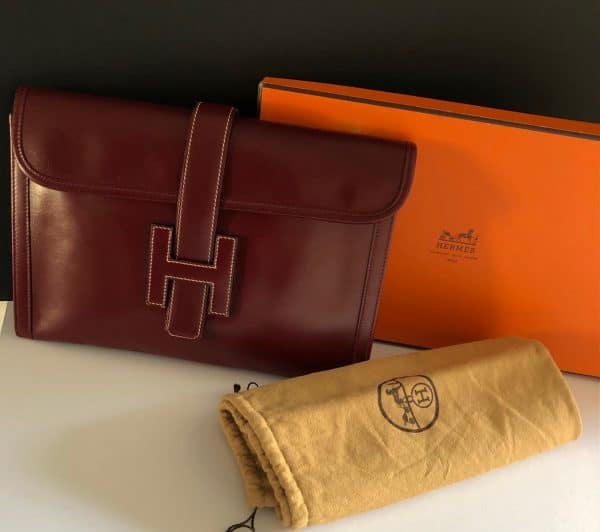 hermÈs 1979 jige clutch box leather vintage w/box