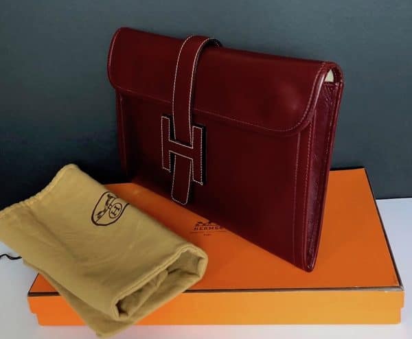 hermÈs 1979 jige clutch box leather vintage w/box
