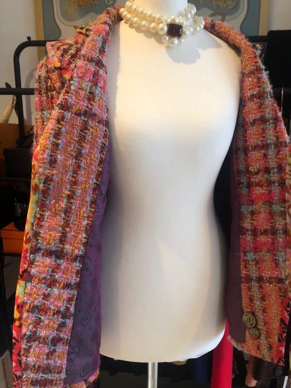 christian lacroix vintage tweed bouclé wool bazar jacket multi c.1990s