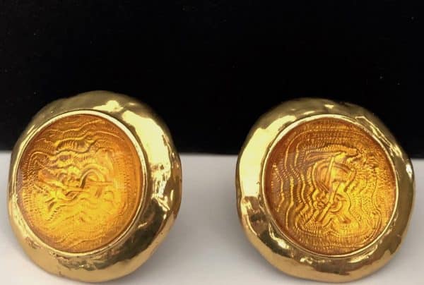 yves saint laurent by goossens vintage ysl citrine cabochons earrings c.1990s