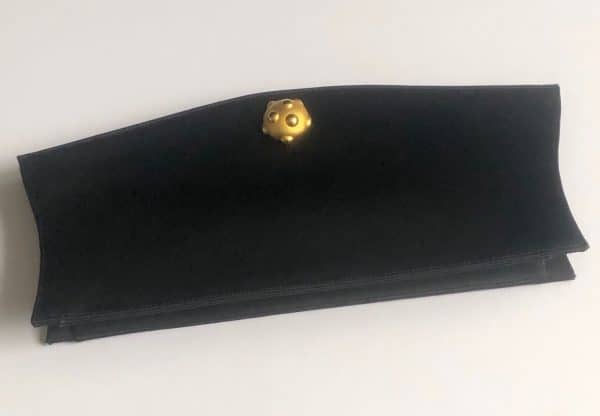 lanvin couture evening clutch black crepe satin amari 18k gold plated spheres c.2000