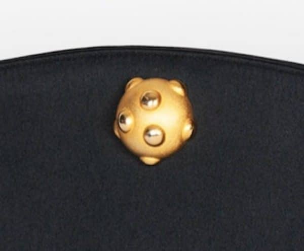lanvin couture evening clutch black crepe satin amari 18k gold plated spheres c.2000