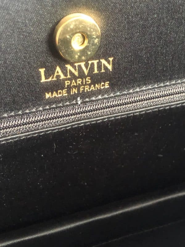 lanvin couture evening clutch black crepe satin amari 18k gold plated spheres c.2000