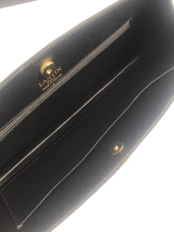 lanvin couture evening clutch black crepe satin amari 18k gold plated spheres c.2000