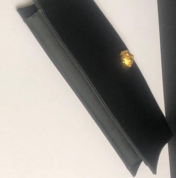 lanvin couture evening clutch black crepe satin amari 18k gold plated spheres c.2000