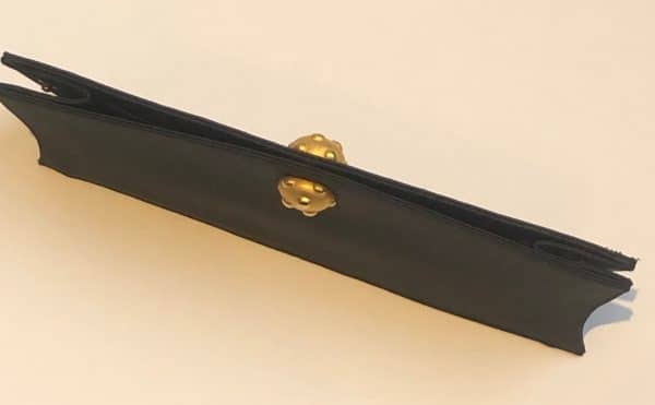 lanvin couture evening clutch black crepe satin amari 18k gold plated spheres c.2000