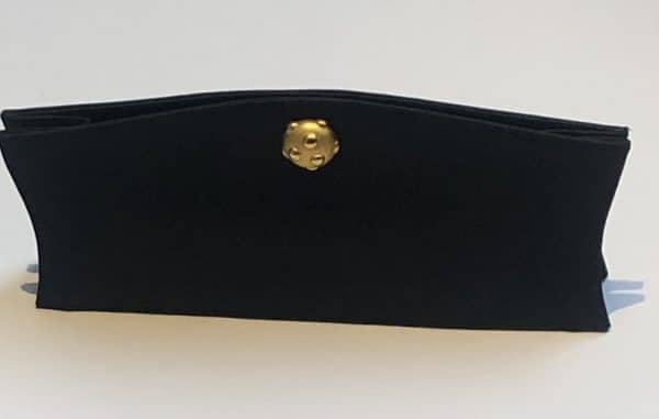 lanvin couture evening clutch black crepe satin amari 18k gold plated spheres c.2000