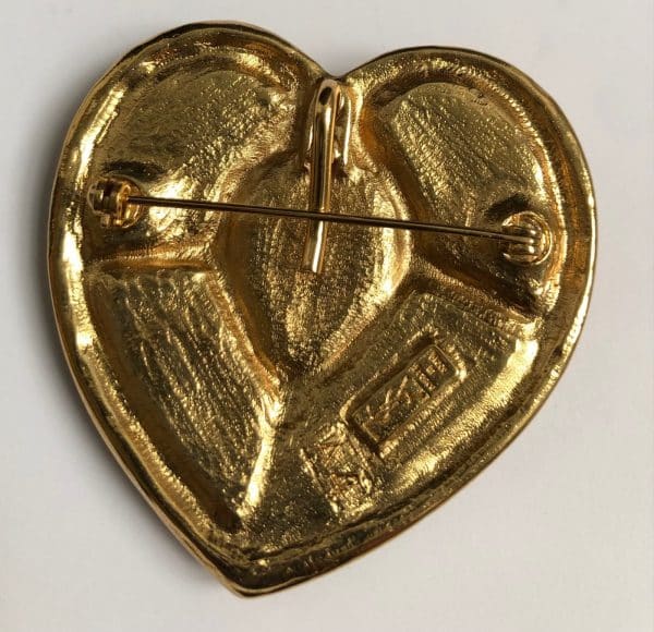 yves saint laurent by goossens vintage ysl large heart cabochons brooch pendant c.1990s
