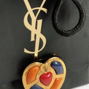 yves saint laurent by goossens vintage ysl large heart cabochons brooch pendant c.1990s