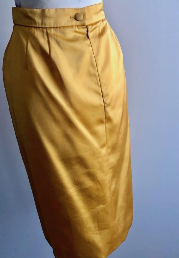 yves saint laurent variation vintage gold yellow fitted skirt c.1980s