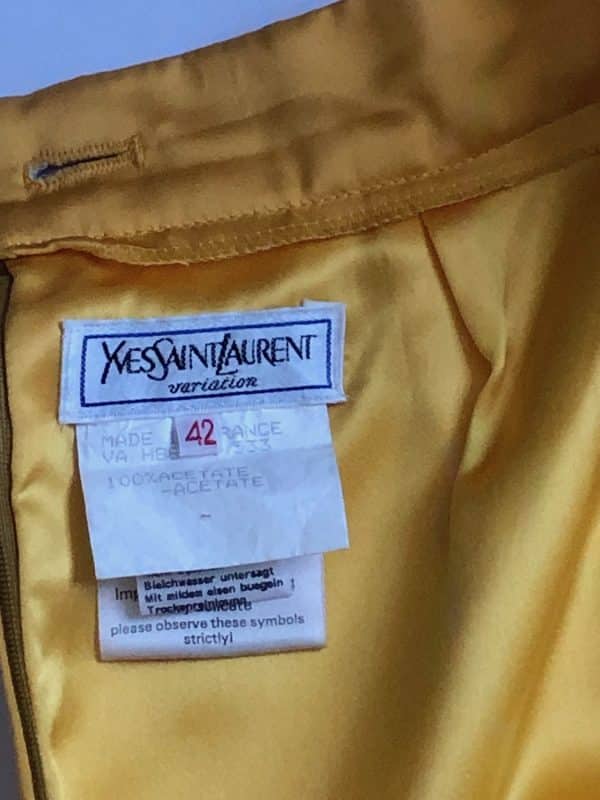 yves saint laurent variation vintage gold yellow fitted skirt c.1980s