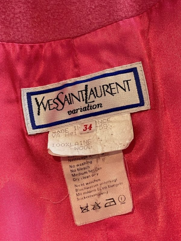 yves saint laurent vintage flare retro swing coat bell cuff sleeves c.1980s