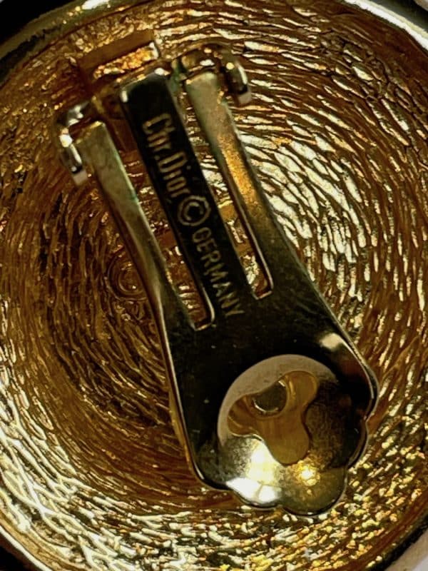 christian dior vintage couture etruscan gold & pearl large earrings collector c.1980s