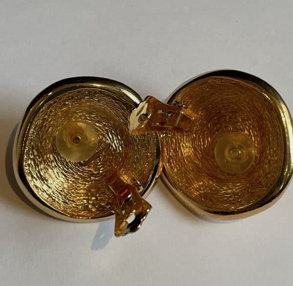christian dior vintage couture etruscan gold & pearl large earrings collector c.1980s