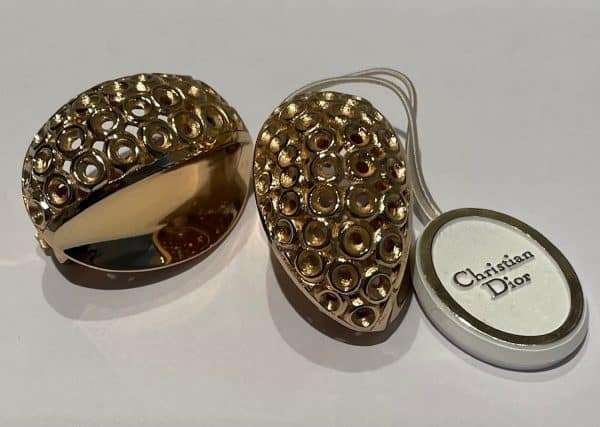 christian dior vintage earrings oval abstract 18k gold plated c.1980